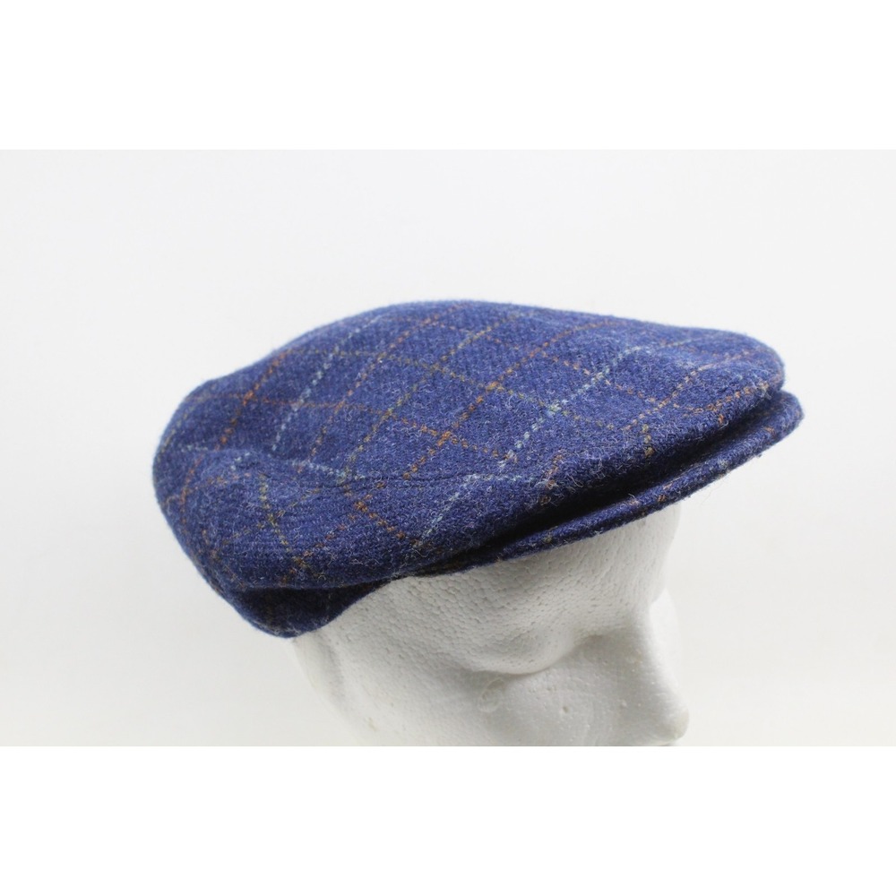 Bailey Of Hollywood Blue Plaid Wool Newsboy Cabbie Cap Made‎ In Italy Size Large